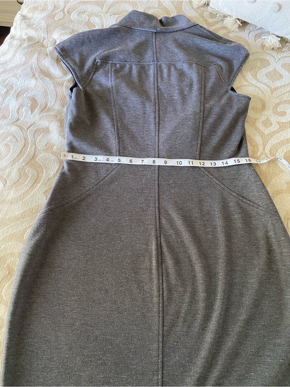 Maggy London Gray Sheath Dress Shawl Collar Career Office Size 14 - Picture 8 of 14